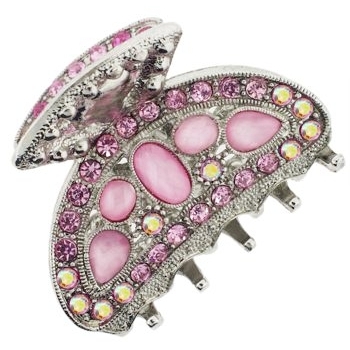 Karen Marie - Etched Glass & Crystal Jaw - Pink Pearl (1)